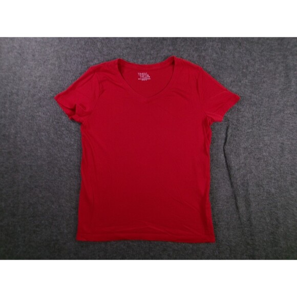 Time Tru Top Women Small Red Base Layer Capsule Causal Everyday Basic V Neck - Picture 1 of 9